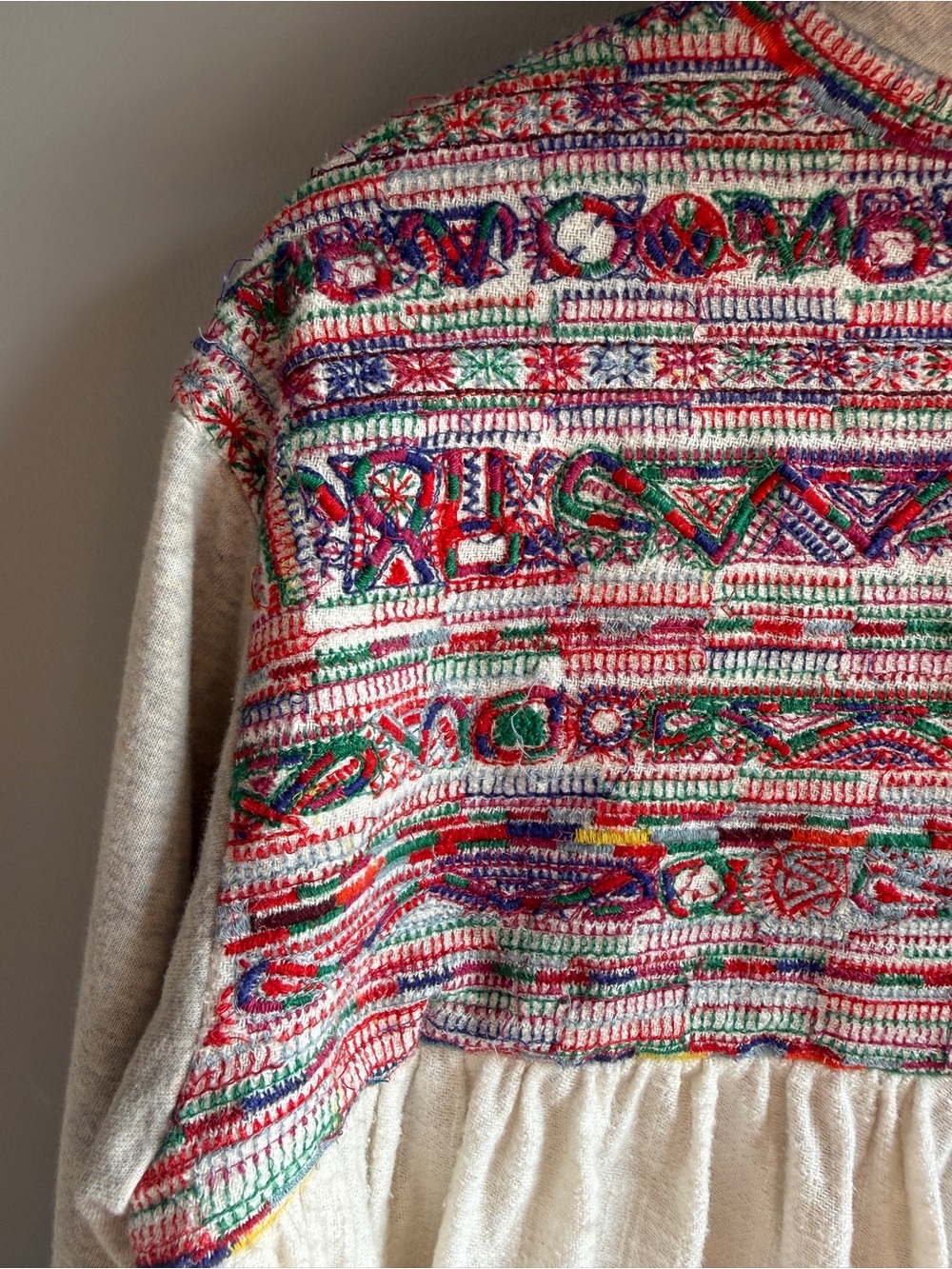 Free People Embroidered Hoodie Swing Cardigan Boho Peplum Jacket Womens M Cream - Picture 5 of 12